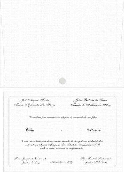 Convites com Envelope Frente Aberta